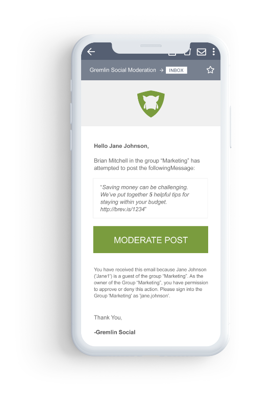 Moderation Email
